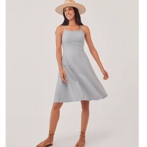 PACT (organic cotton) Women's Tide Stripe Fit & Flare Shorty Midi Dress size: S